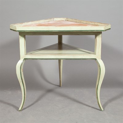 Lot 180 - Provincial Style Marble Top Green Painted Side...