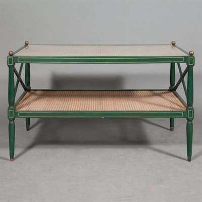 Lot 317 - Regency Style Green Painted and Caned Two-Tier...