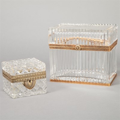 Lot 341 - Two French Gilt-Metal and Glass Boxes Height...