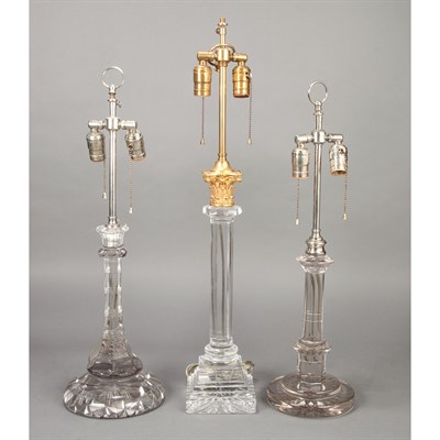 Lot 425 - Group of Three Cut Glass Lamps Marvin...