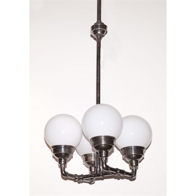 Lot 452 - Industrial Chromed Metal Four-Light Hanging...
