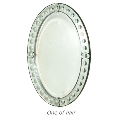 Lot 97 - Pair of Mirror Framed Oval Mirrors Height 37...