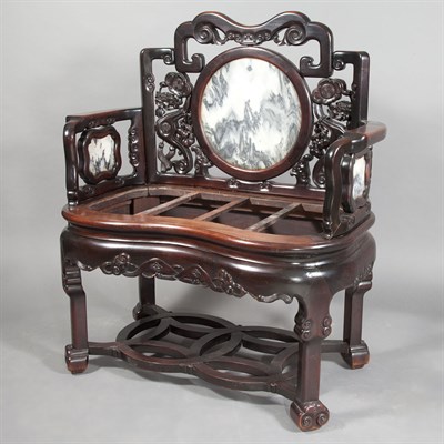 Lot 245 - Chinese Hardstone Inlaid Hardwood Armchair