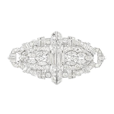 Lot 185 - Platinum and Diamond Double Clip-Brooch