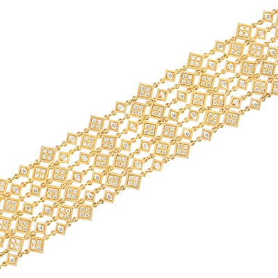 Lot 89 - Wide Seven Strand Gold and Diamond Bracelet, Piranesi