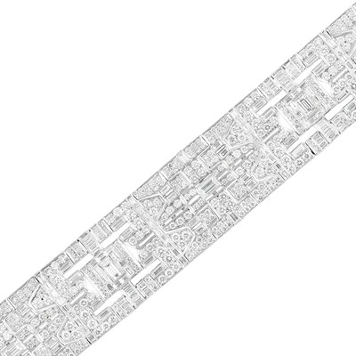 Lot 200 - Wide White Gold and Diamond Bracelet