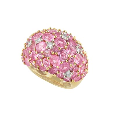 Lot 82 - Gold, Pink Sapphire and Diamond Bombe Ring