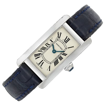 Lot 241 - Lady's White Gold 'Tank Americaine' Wristwatch, Cartier