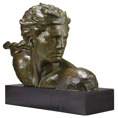 Lot 457 - Art Deco Bronze Bust of Jean Mermoz Cast from...