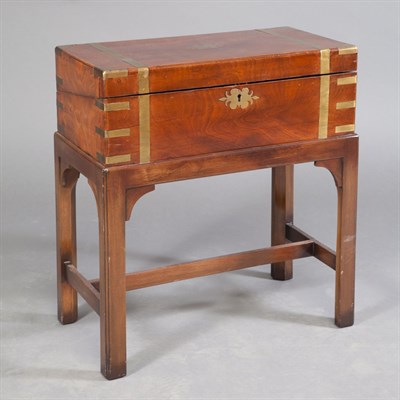 Lot 422 - Regency Brass Bound Mahogany Lap Desk on Stand...
