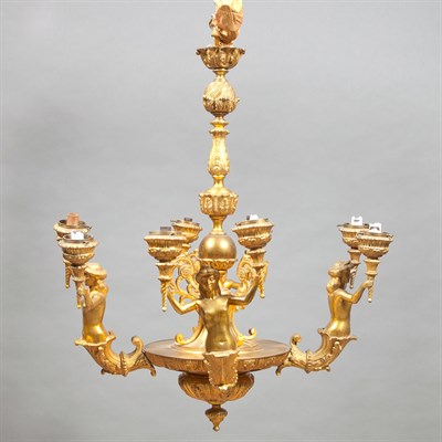 Lot 336 - Empire Style Gilt-Metal Eight-Light Chandelier...
