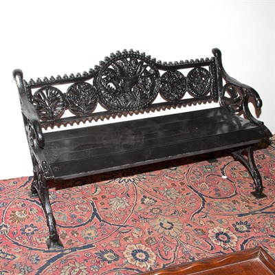 Lot 192 - Pair of Black Painted Cast Iron Garden Benches...