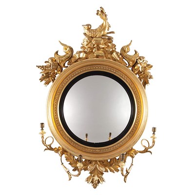 Lot 568 - Regency Gilt-Wood Convex Mirror Circa 1825...