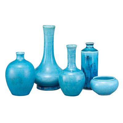 Lot 278 - Group of Five Chinese Turquoise Glazed...