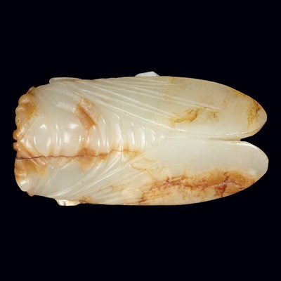 Lot 264 - Chinese Pale Celadon and Russet Jade Cicada...