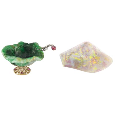 Lot 276 - Chinese Apple Green Jade Lotus Leaf Bowl...