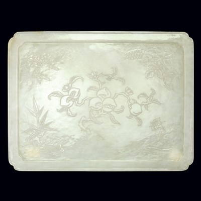 Lot 265 - Chinese Pale Celadon Jade Tray 19th Century...