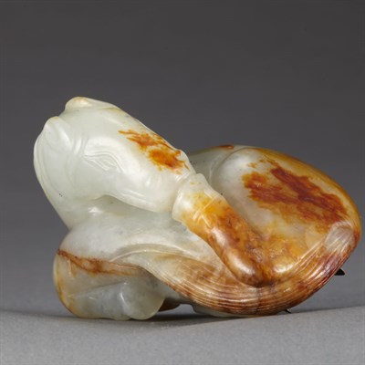 Lot 275 - Chinese Pale Celadon and Russet Jade Horse...