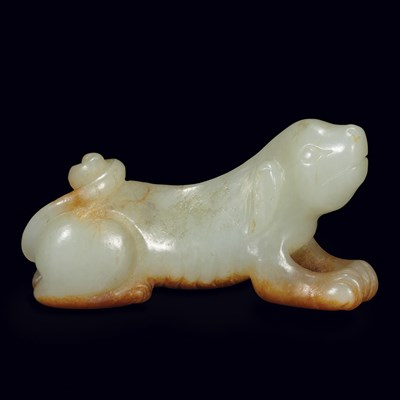 Lot 262 - Chinese Pale Celadon and Russet Jade Hound...
