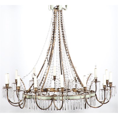 Lot 441 - Gilt-Iron, Tole and Cut Glass Fourteen-Light...