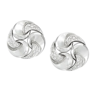 Lot 232 - Pair of White Gold and Diamond Earclips, Marina B