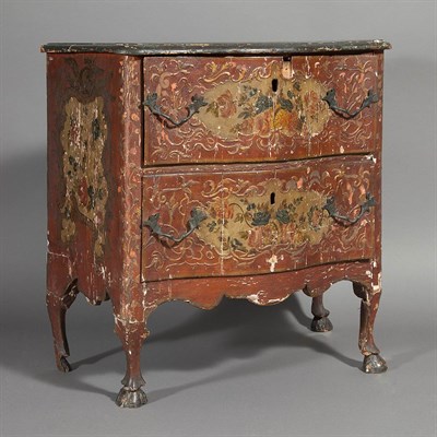 Lot 162 - Venetian Painted Commode The serpentine above...