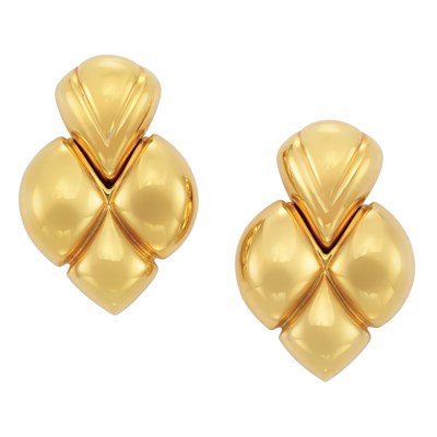 Lot 261 - Pair of Gold Earclips, Chaumet, Paris