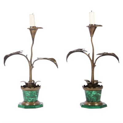 Lot 160 - Pair of Art Nouveau Patinated-Metal and...