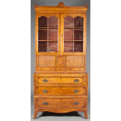 Lot 328 - Federal Style Figured Maple Secretary Bookcase...