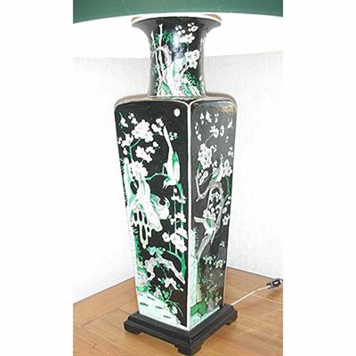 Lot 391 - Chinese Porcelain Famille Noire Lamp Decorated...