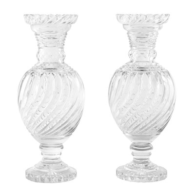 Lot 642 - Pair of Baccarat Colorless Cut Glass Vases...