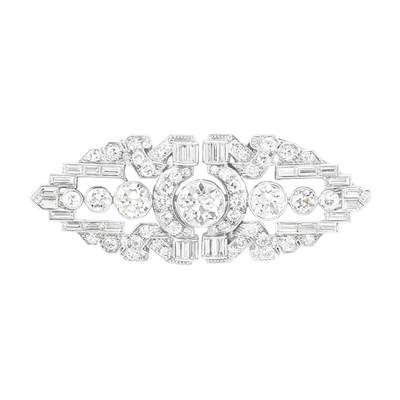 Lot 189 - Platinum and Diamond Double-Clip Brooch