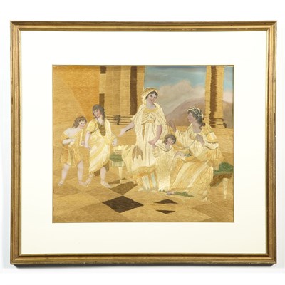 Lot 555 - George III Needlework and Watercolor Picture...