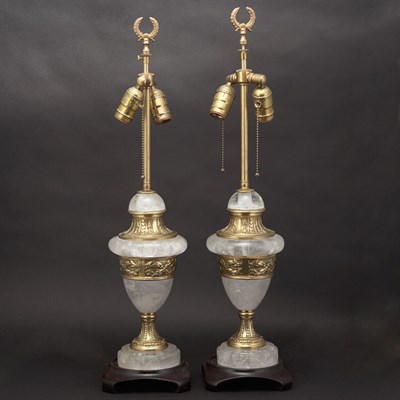 Lot 394 - Pair of Empire Style Gilt-Metal Mounted Rock...
