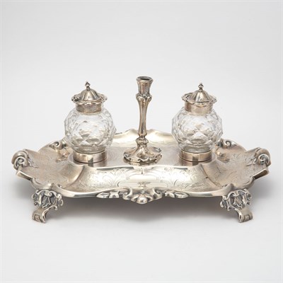 Lot 240 - Victorian Silver and Cut Glass Inkstand Thomas...