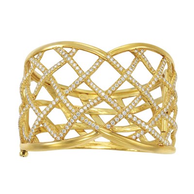 Lot 317 - Gold and Diamond Cuff Bangle Bracelet, Henry Dunay