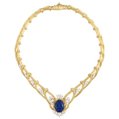 Lot 355 - Gold, Tanzanite and Diamond Necklace, Henry Dunay