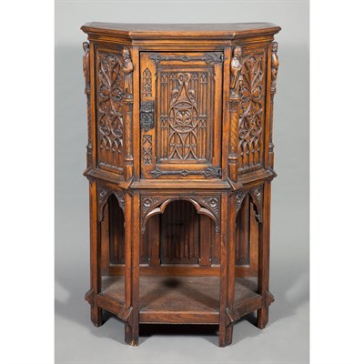 Lot 486 - Gothic Revival Iron Mounted Oak Cabinet on...