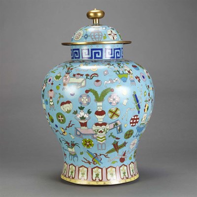 Lot 163 - Chinese Cloisonne Enamel Covered Jar 20th...
