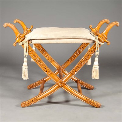Lot 140 - Empire Style Fruitwood Stool Second half of...