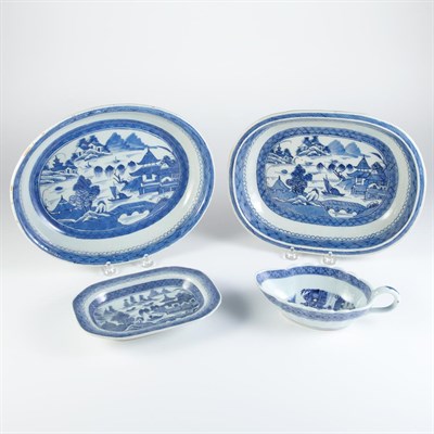 Lot 285A - Group of Chinese Export Canton Blue and White...