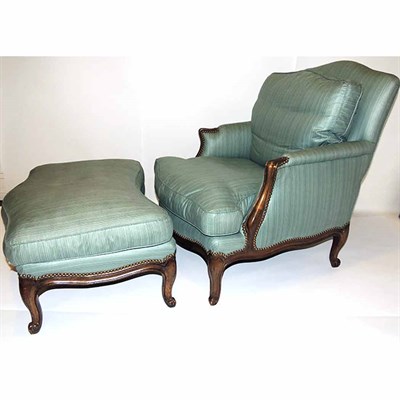 Lot 477 - Louis XV Style Bergere and Ottoman Yale Burge...