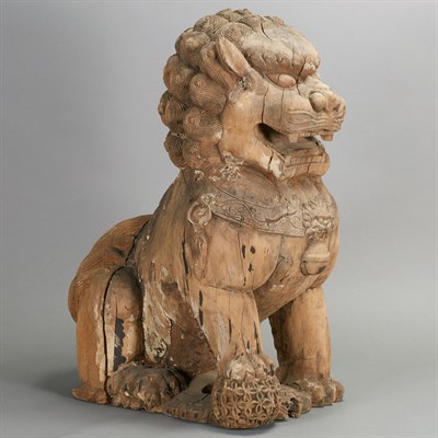 Lot 79 - Chinese Wood Foo Lion 19th Century Carved in a...