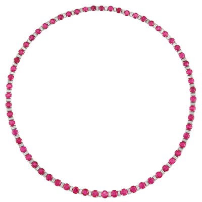 Lot 109 - Platinum, Ruby and Diamond Necklace
