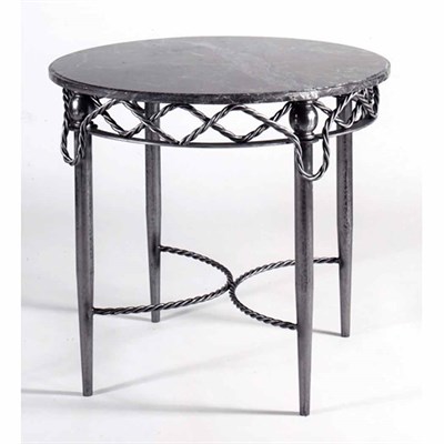 Lot 165 - Louis XVI Style Marble Top Steel Gueridon Yale...