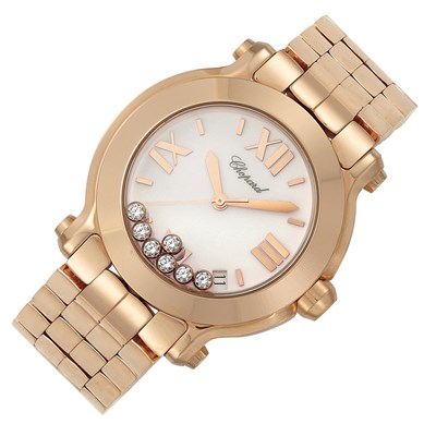 Lot 139 - Lady's Rose Gold and Diamond 'Happy Sport' Wristwatch, Chopard