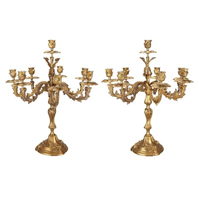 Lot 372 - Pair of Louis XV Style Gilt-Bronze Eight-Light...