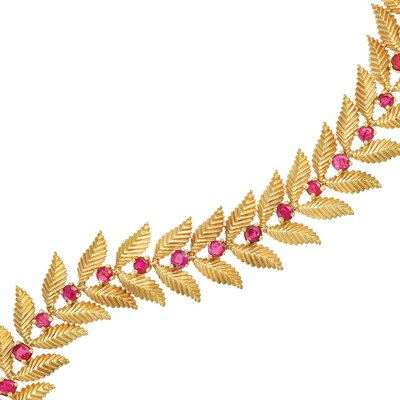 Lot 312 - Gold and Ruby Bracelet