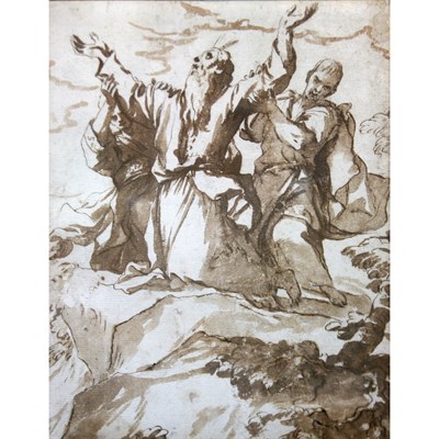 Lot 26 - Follower of Luca Giordano Moses Sustained by...