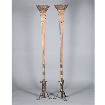 Lot 463 - Pair of Art Deco Painted Wood, Tin and Wrought...